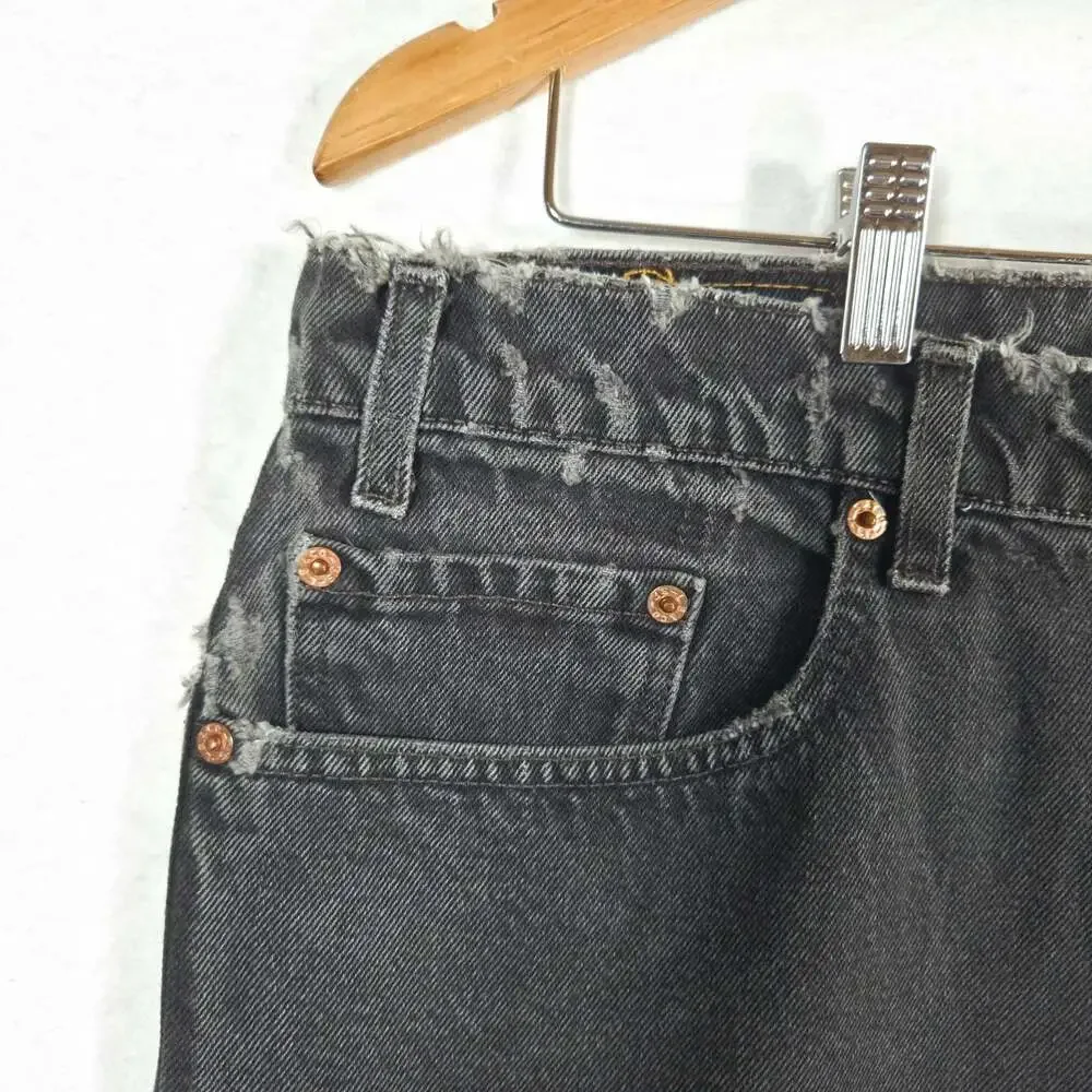 Vintage 80s Levis 550 Black Jeans Mens 42x32 Made in Puerto Rico USA 1989 Frayed